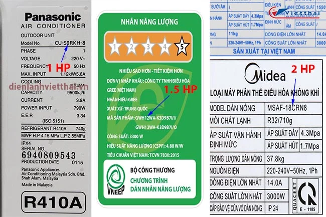 Cách nhận biết máy lạnh bao nhiêu ngựa dựa vào model